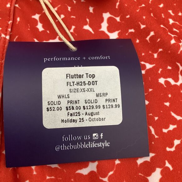 The Bubble Womens Short Sleeve Flutter‎ Tennis Golf Top Red Size Medium NWT - Picture 5 of 9